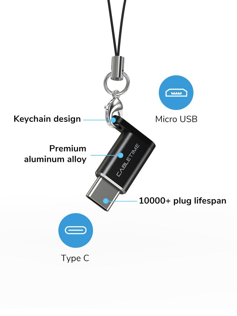 CABLETIME USB-C TO MICRO USB 2.0 ADAPTER OTG 480MBPS FAST CHARGE - Image 1